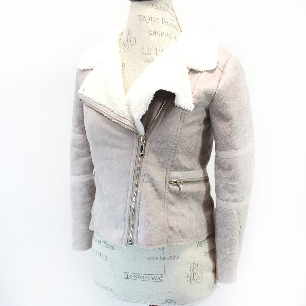 Mayoral Girl Sheepskin Jacket Outdoor Faux Fur Designed in Spain Zip Size 12Y